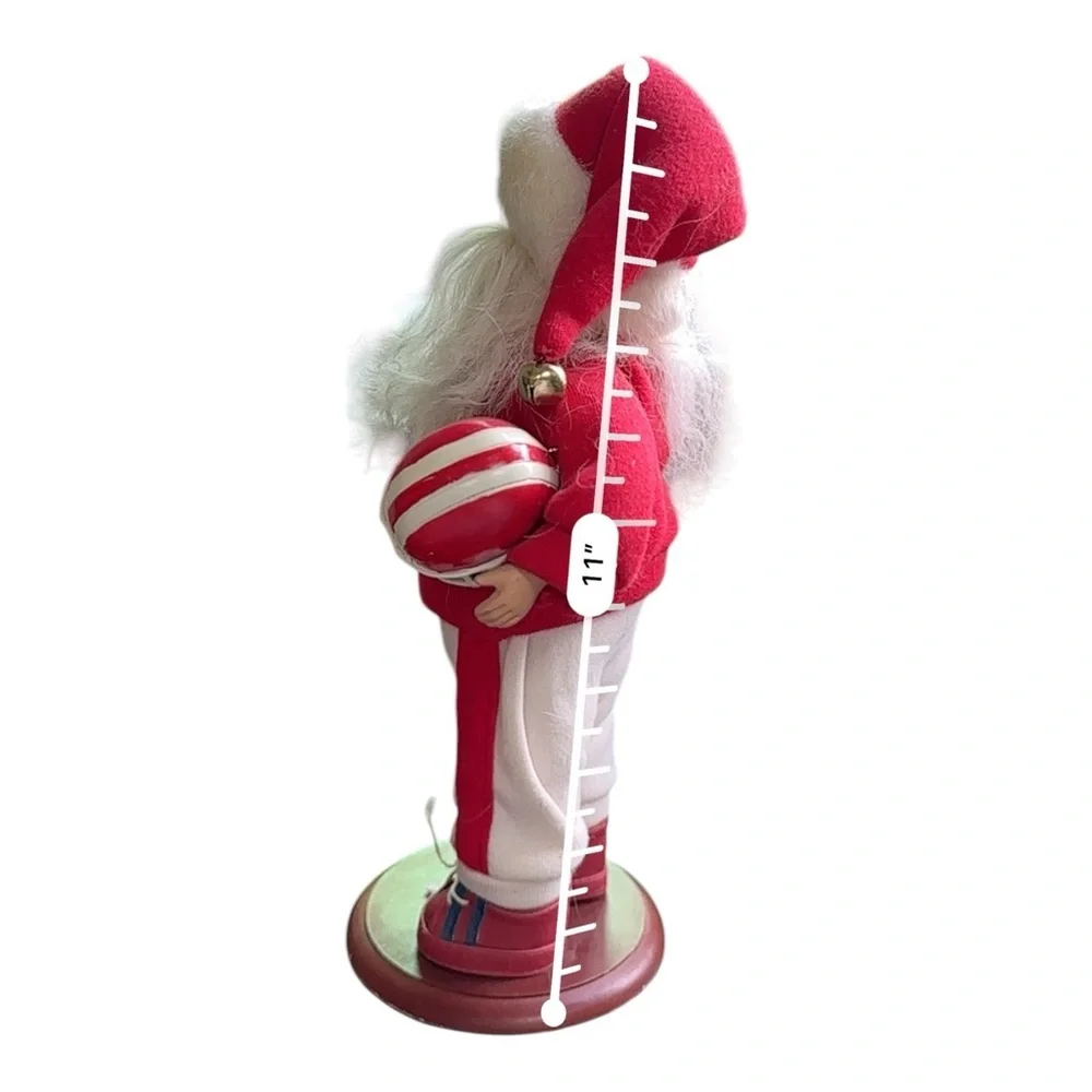 Vintage Christmas Santa Figurine With Football Holding Helmet #25 Holiday